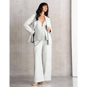 SERAPHINE Maternity Suit Set Light Grey – Blazer Size 4, Pants Size 6, Work Edit